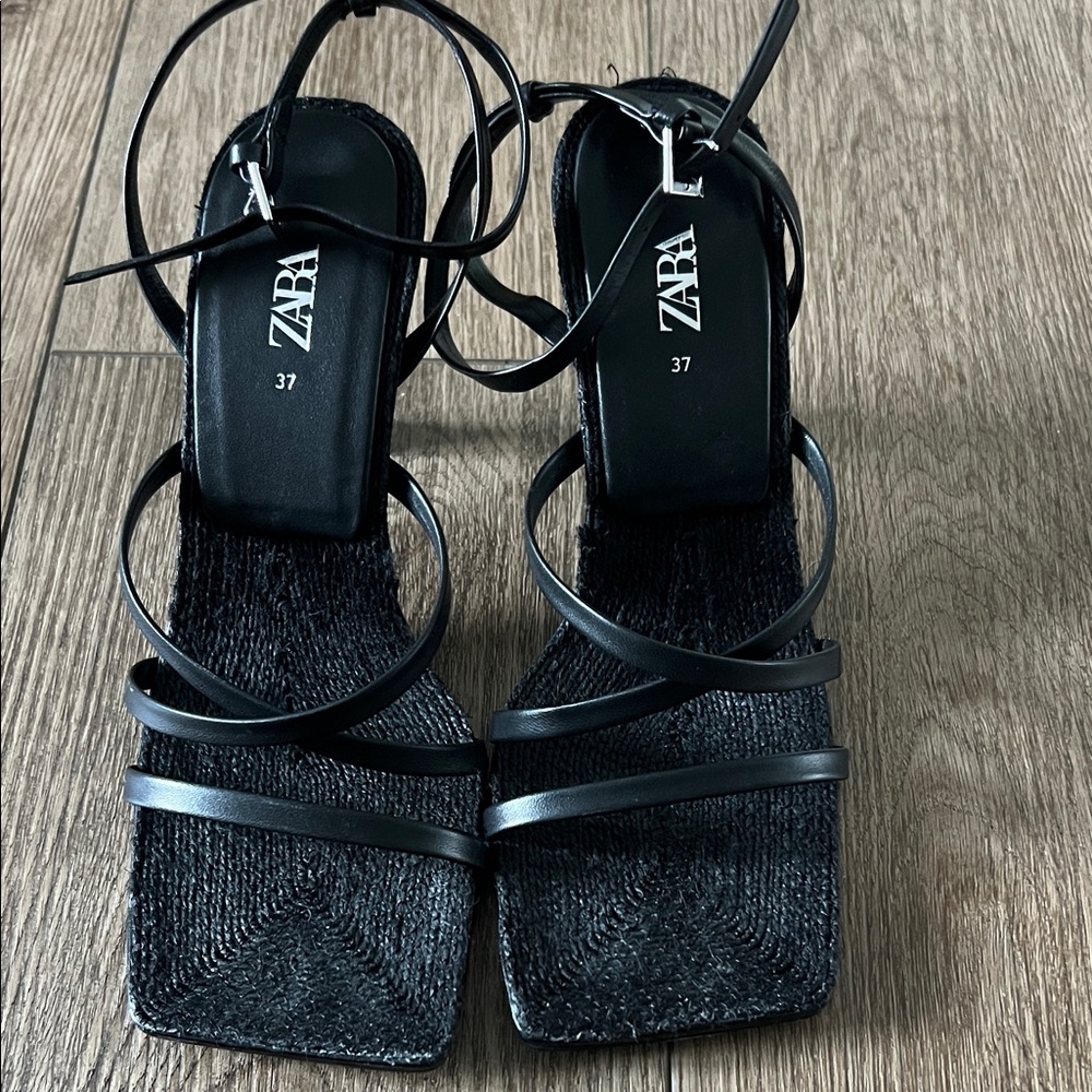 Zara Black Strappy Heels